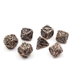 7pcs Coppery Skull Metal Dice Set for RPG Board Games