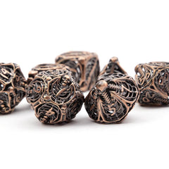 7pcs Coppery Skull Metal Dice Set for RPG Board Games