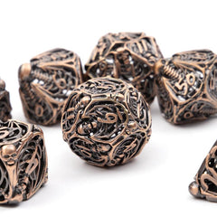 7pcs Coppery Skull Metal Dice Set for RPG Board Games