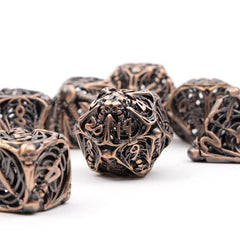 7pcs Coppery Skull Metal Dice Set for RPG Board Games