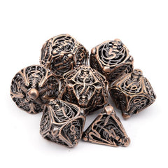 7pcs Coppery Skull Metal Dice Set for RPG Board Games
