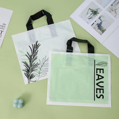 5pcs Printed Pen Painting Leaf Plastic Tote Bag