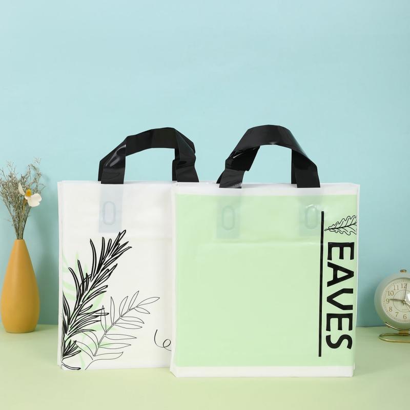 5pcs Printed Pen Painting Leaf Plastic Tote Bag