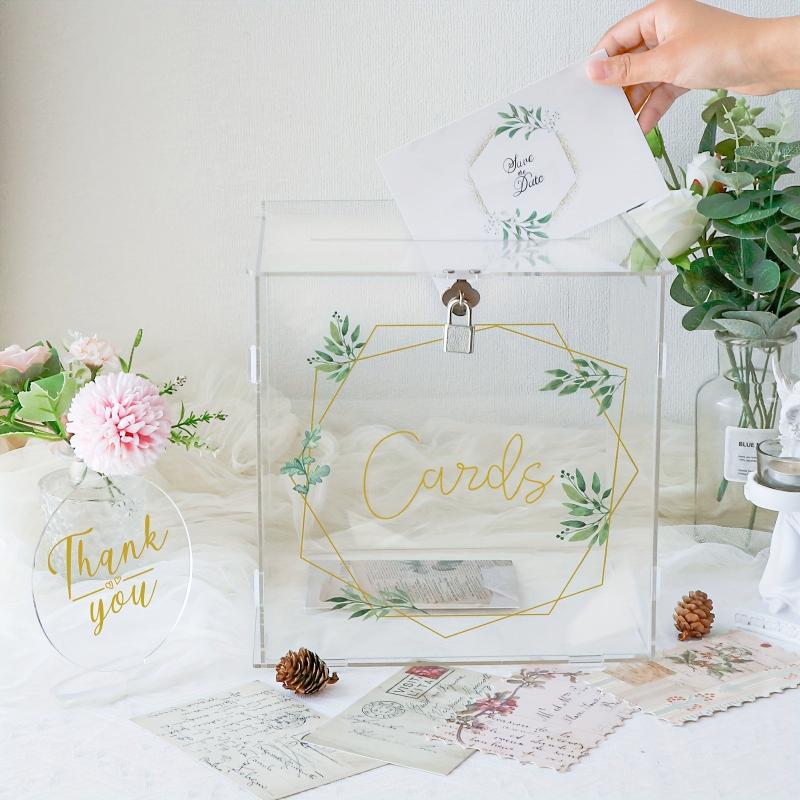 Acrylic Wedding Card Box Clear Gift Card Box Lock Wedding Money Boxes