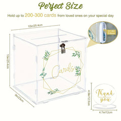 Acrylic Wedding Card Box Clear Gift Card Box Lock Wedding Money Boxes