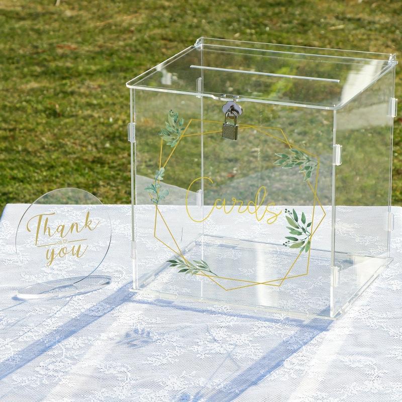 Acrylic Wedding Card Box Clear Gift Card Box Lock Wedding Money Boxes