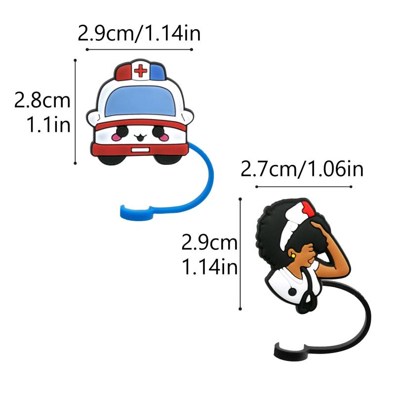 Straw Cap Medical Cartoon Plug Reusable Straw Cap For Holidays Parties