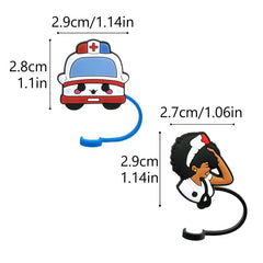 Straw Cap Medical Cartoon Plug Reusable Straw Cap For Holidays Parties