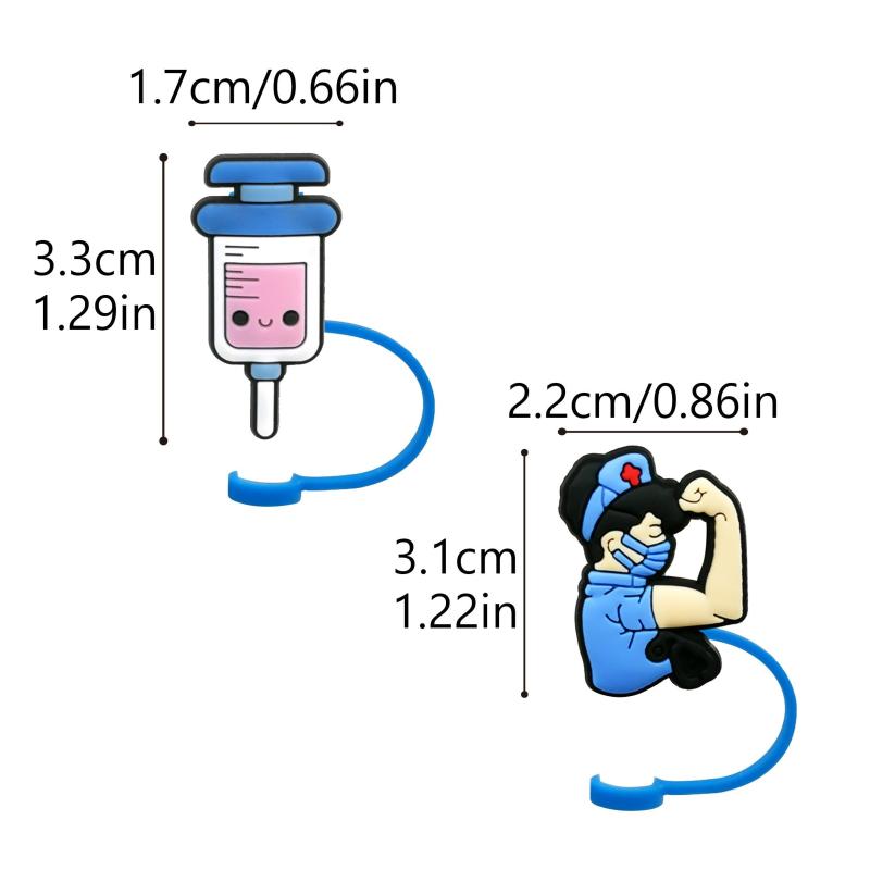 Straw Cap Medical Cartoon Plug Reusable Straw Cap For Holidays Parties