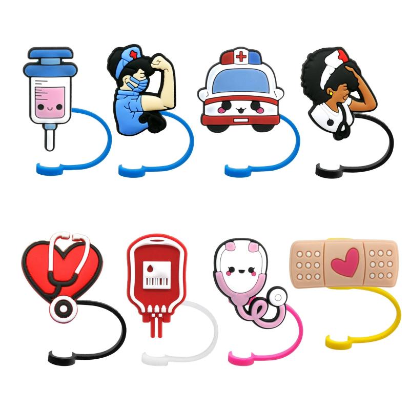 Straw Cap Medical Cartoon Plug Reusable Straw Cap For Holidays Parties