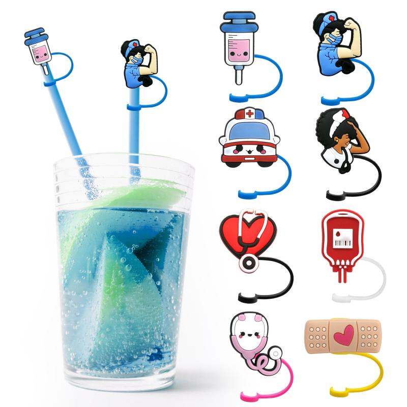 Straw Cap Medical Cartoon Plug Reusable Straw Cap For Holidays Parties