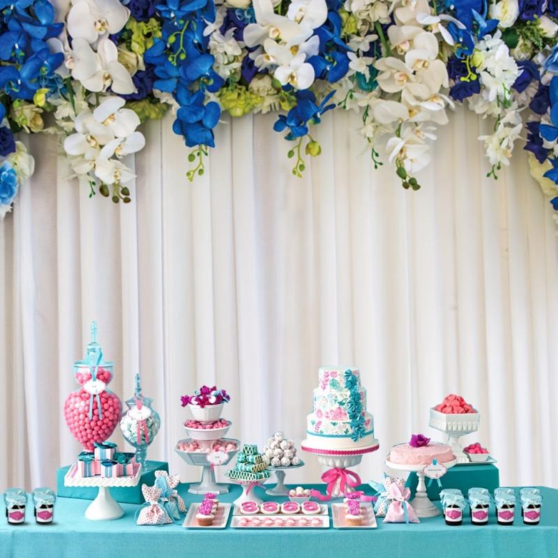 Navy Flower Backdrop for Dessert Tables Photo Booths Weddings and More