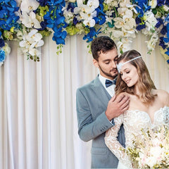 Navy Flower Backdrop for Dessert Tables Photo Booths Weddings and More