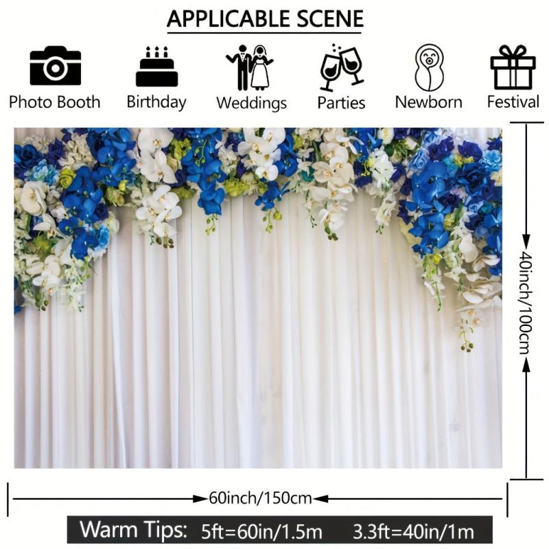 Navy Flower Backdrop for Dessert Tables Photo Booths Weddings and More