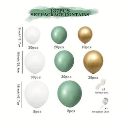 139pcs Olive Green Latex Balloon Arch Wreath Set for Celebrations