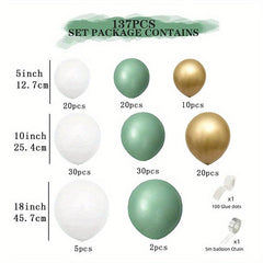139pcs Olive Green Latex Balloon Arch Wreath Set for Celebrations
