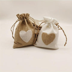 31pcs Love Burlap Bag Tag Set Jewelry Cosmetics Finishing Storage Bag