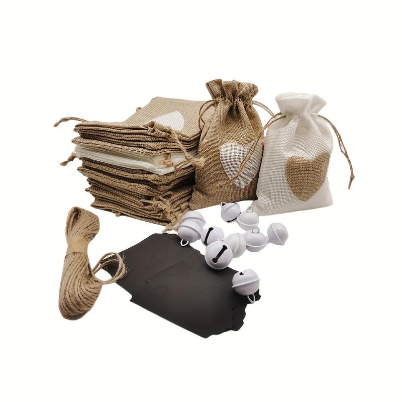 31pcs Love Burlap Bag Tag Set Jewelry Cosmetics Finishing Storage Bag