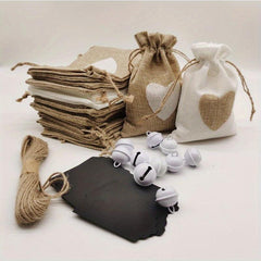 31pcs Love Burlap Bag Tag Set Jewelry Cosmetics Finishing Storage Bag