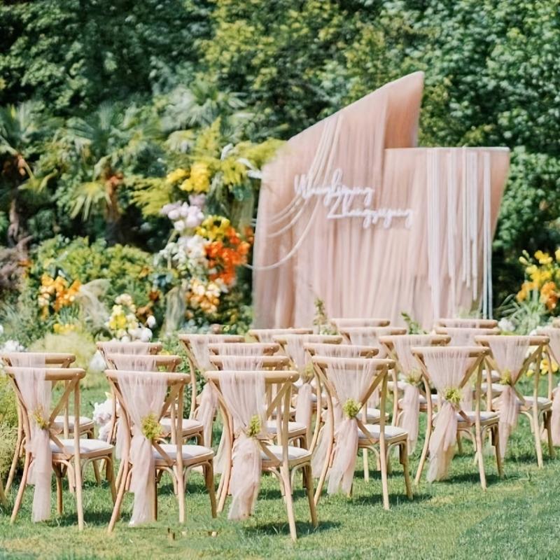 Wedding Arch Curtain Decoration Tulle Champagne Chiffon Fabric