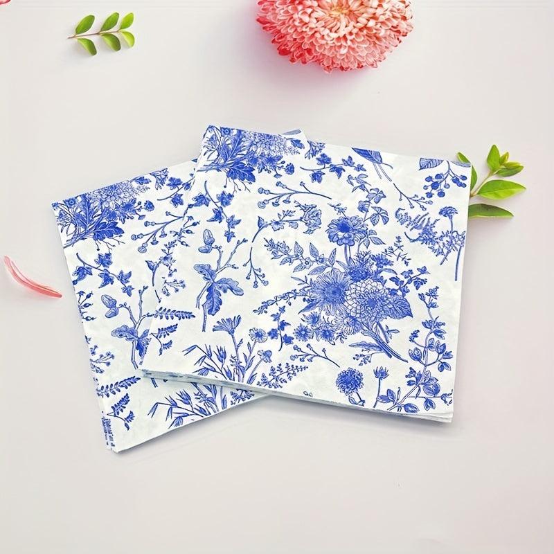 Vintage Flower Disposable Napkins 20pcs Set for Family Dinners