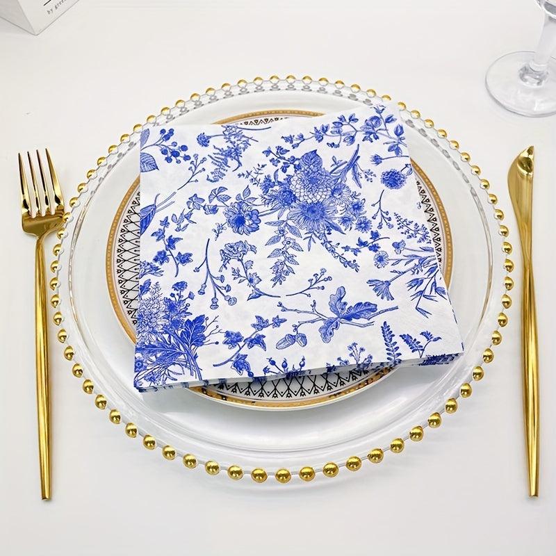 Vintage Flower Disposable Napkins 20pcs Set for Family Dinners