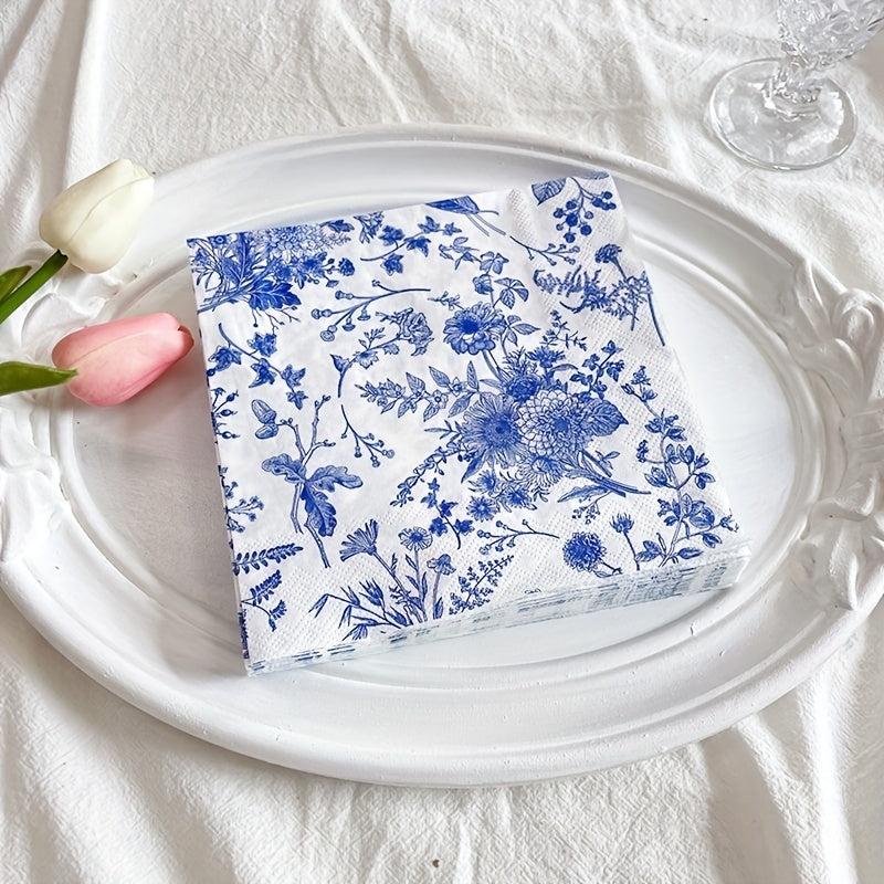 Vintage Flower Disposable Napkins 20pcs Set for Family Dinners