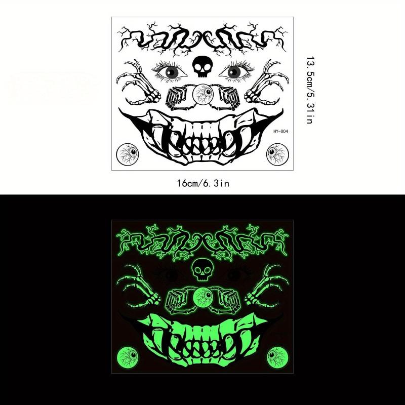 Halloween Luminous Facial Tattoo Sticker Decoration Gift For Women Men