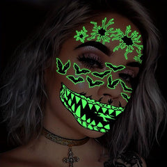 Halloween Luminous Facial Tattoo Sticker Decoration Gift For Women Men