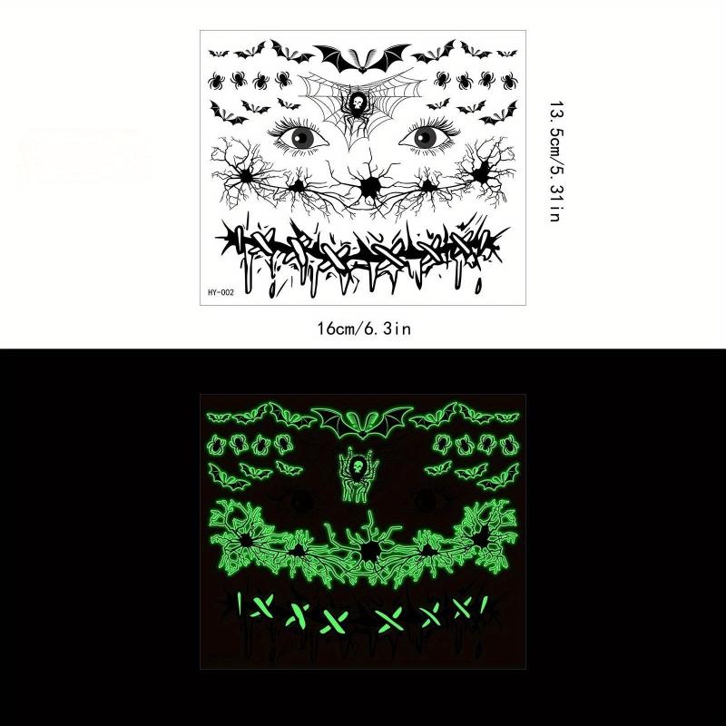 Halloween Luminous Facial Tattoo Sticker Decoration Gift For Women Men