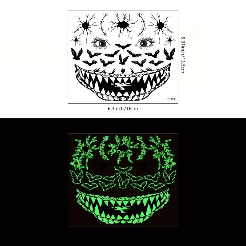 Halloween Luminous Facial Tattoo Sticker Decoration Gift For Women Men