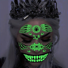 Halloween Luminous Facial Tattoo Sticker Decoration Gift For Women Men
