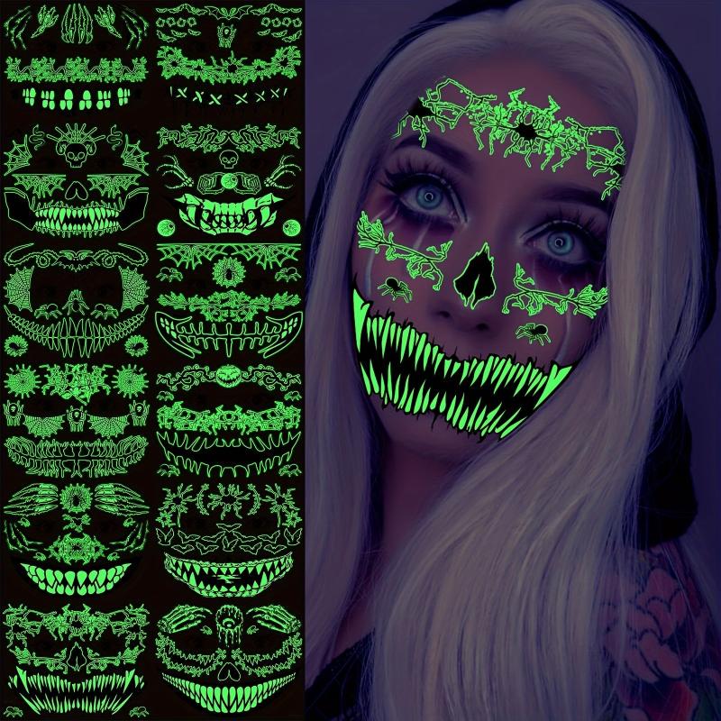 Halloween Luminous Facial Tattoo Sticker Decoration Gift For Women Men