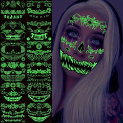 Halloween Luminous Facial Tattoo Sticker Decoration Gift For Women Men