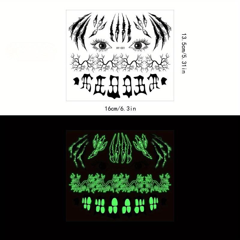 Halloween Luminous Facial Tattoo Sticker Decoration Gift For Women Men