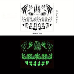 Halloween Luminous Facial Tattoo Sticker Decoration Gift For Women Men
