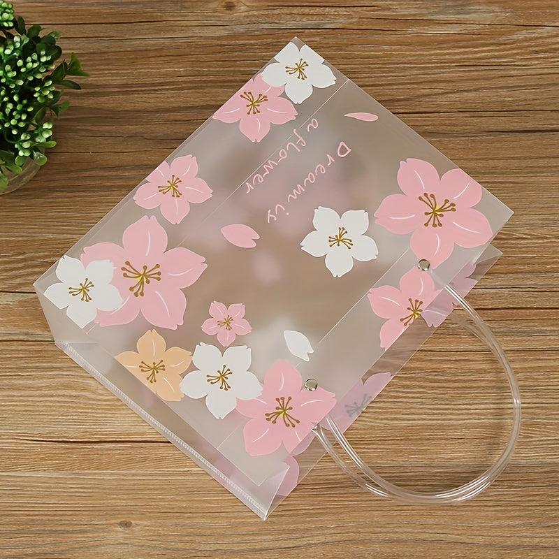 Floral Pattern Gift Bag Transparent PVC Hand held Bag
