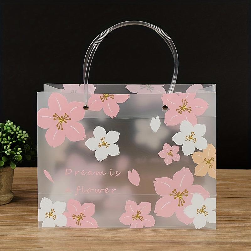 Floral Pattern Gift Bag Transparent PVC Hand held Bag