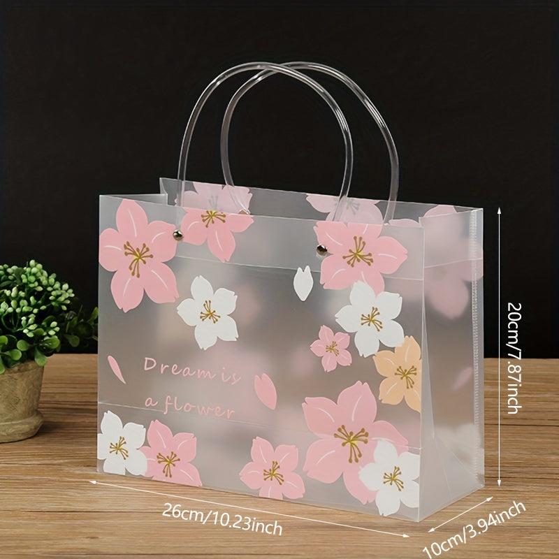 Floral Pattern Gift Bag Transparent PVC Hand held Bag