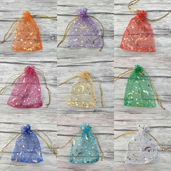 10pcs Mixed Moon and Star Organza Bag for Weddings and Parties