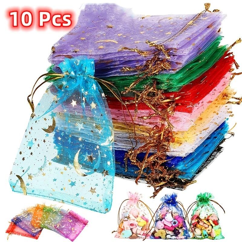 10pcs Mixed Moon and Star Organza Bag for Weddings and Parties