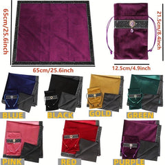 Tarot Tablecloth Set with Storage Bag Non-slip Beginner Double Layer