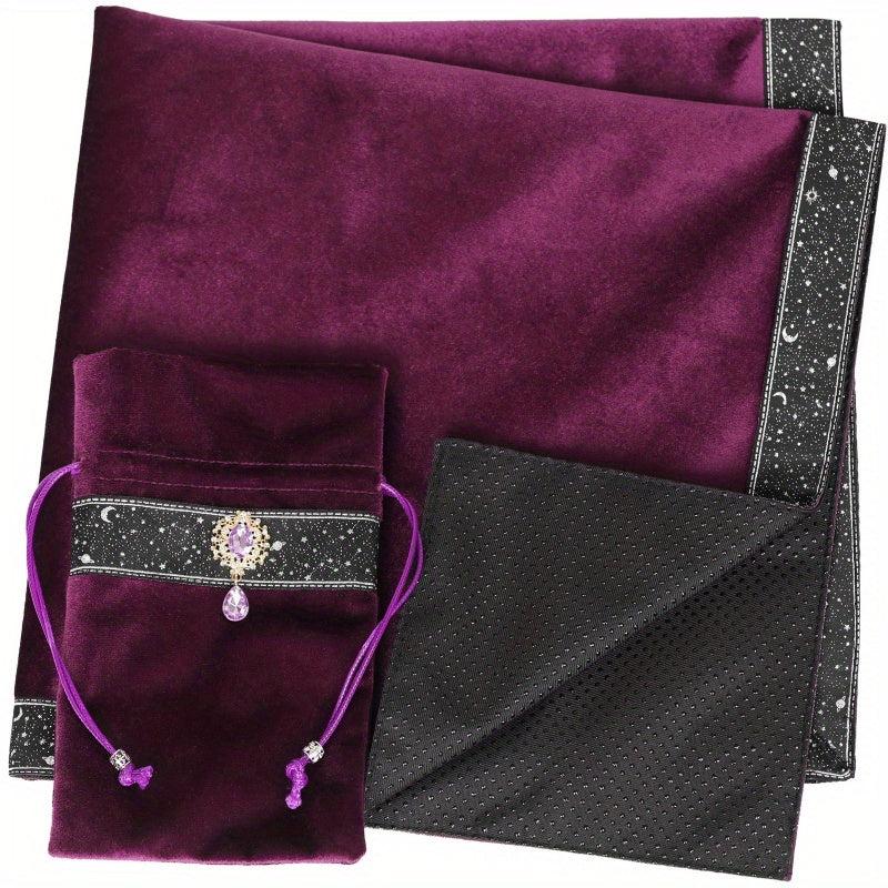 Tarot Tablecloth Set with Storage Bag Non-slip Beginner Double Layer