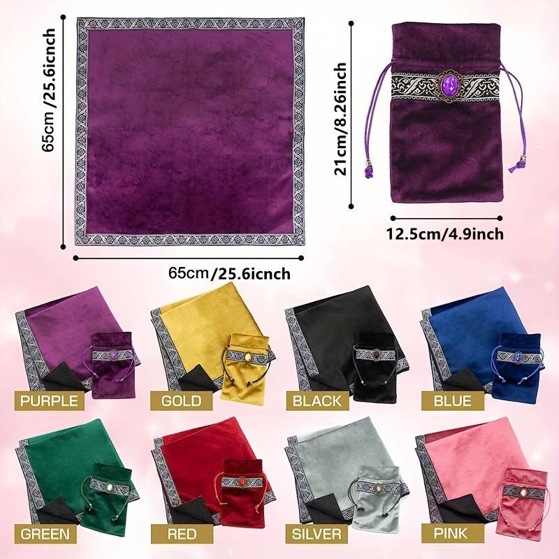 2pcs Large Size Velvet Tarot Cloth and Bag Set 65X65CM