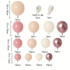 126pcs Pink Nude Latex Balloon Arch Garland - Birthday Party Bridal Shower Decor