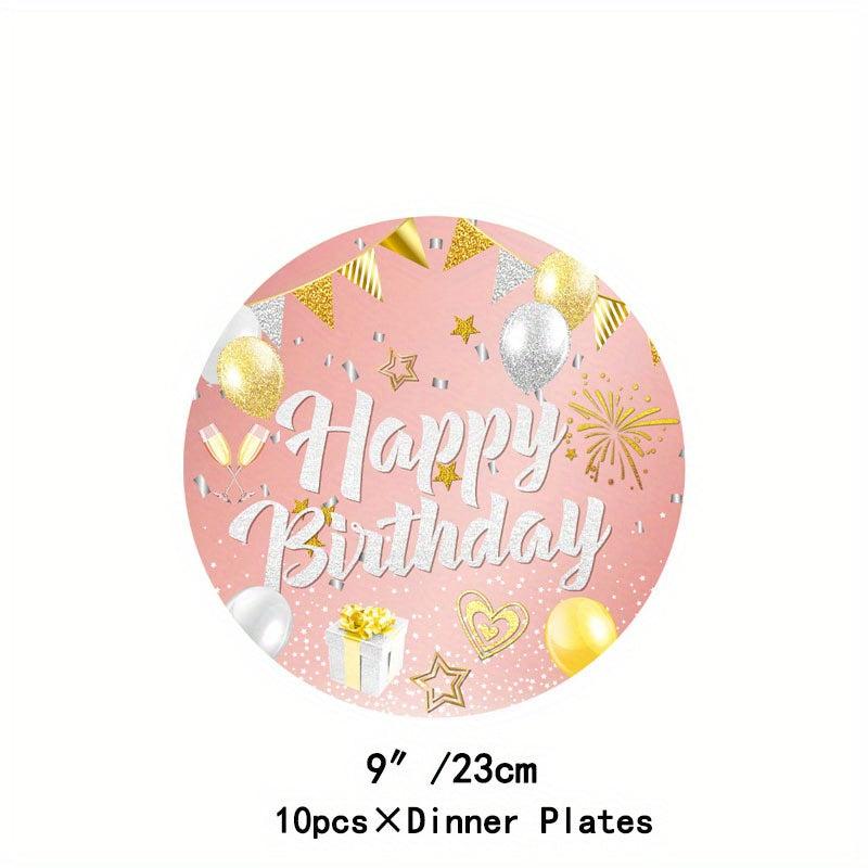 Rose Golden Party Supplies Set - Plates, Cups, Napkins, Tablecloths