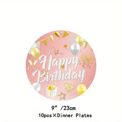 Rose Golden Party Supplies Set - Plates, Cups, Napkins, Tablecloths