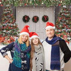 Xmas Photography Backdrop Rustic Barn Wood Door - Party Supplies