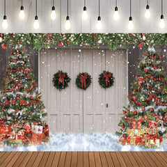 Xmas Photography Backdrop Rustic Barn Wood Door - Party Supplies