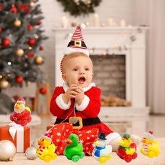 6pcs Christmas Rubber Duck Car Toy Bulk Floater Duck Car For Kids